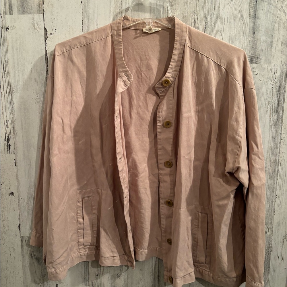 Eileen Fisher Button-Up Tencel/Linen Blend Jacket 1X